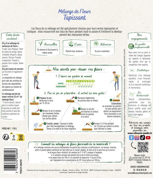 Mélanges de fleurs - Mélange Tapissant - 25 m² - Mélange de fleurs - MEDIA_PACKAGING_VERSO